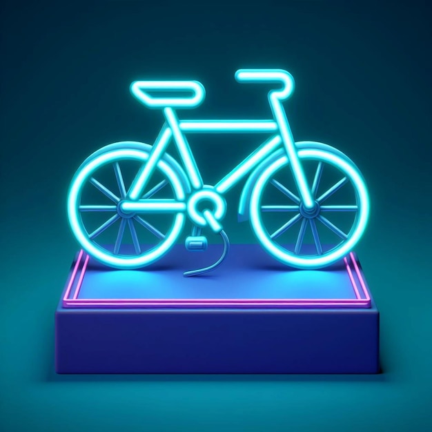 3D neon bike icon