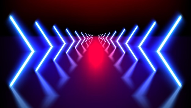 3D неоновые светящиеся трубки, указывающие вперед