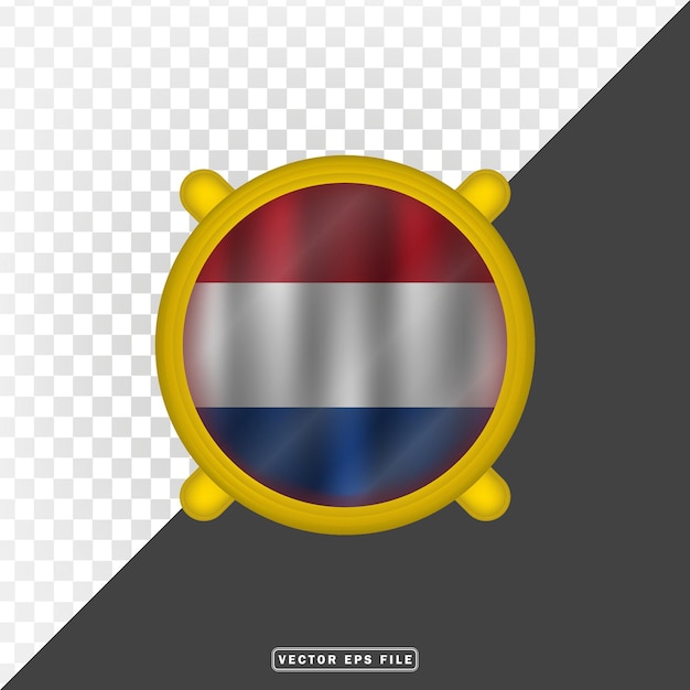 3d netherland nation country flag with border circle shield