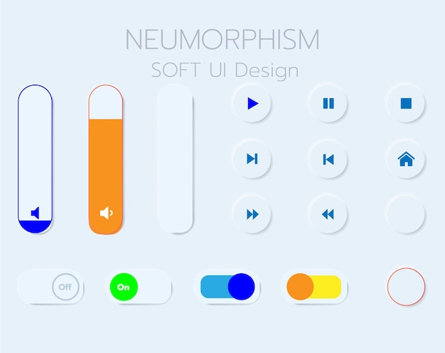 3D Neumorfisme Zachte UI-ontwerp 3D-knoppen