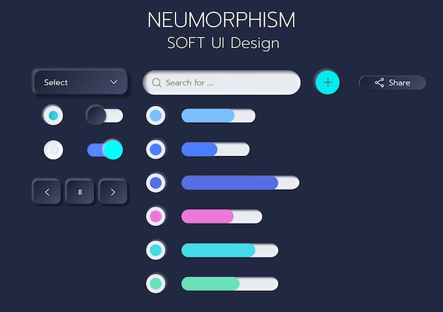 3D ニューモーフィック ソフト UI デザイン 3D ボタン