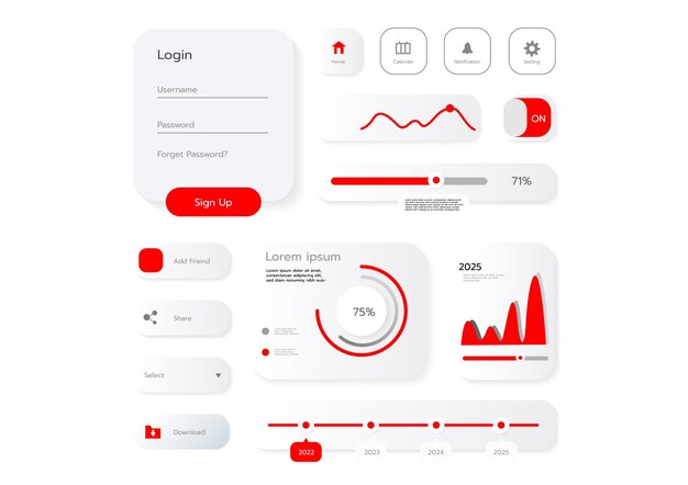 3D Neumorphic Soft UI-ontwerp 3D-knoppen