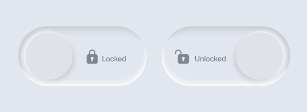 3D neumorphism On off toggle switch buttons or icons open and close active and inactive for UI UX