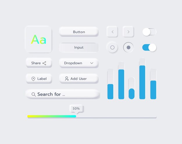 3D Neumorphism Soft UI Design 3D Buttons