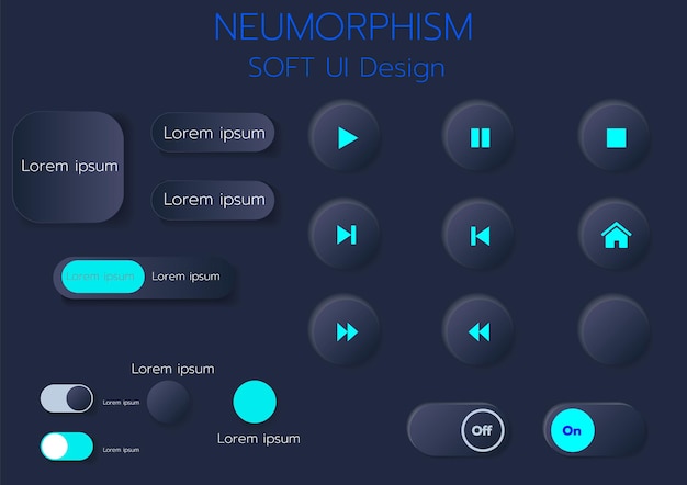 Vector 3d neumorphism soft ui design 3d buttons