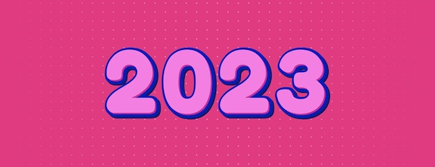 3D new year 2023 pink colour background design with dot pattern