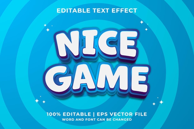 3d Nice Game Cartoon Редактируемый текстовый эффект Premium векторы