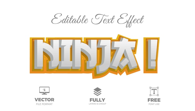 Vector 3d ninja editable text effect