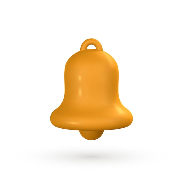 3d notification bell Cute realistic yellow ringing bell Vector illustration