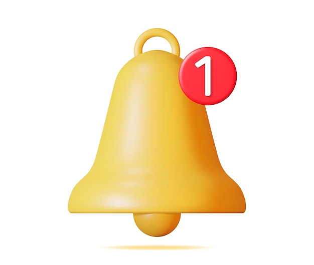 3d notification bell icon isolated