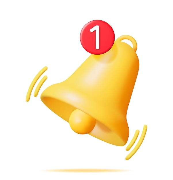 3D Notification Bell Icon Isolated