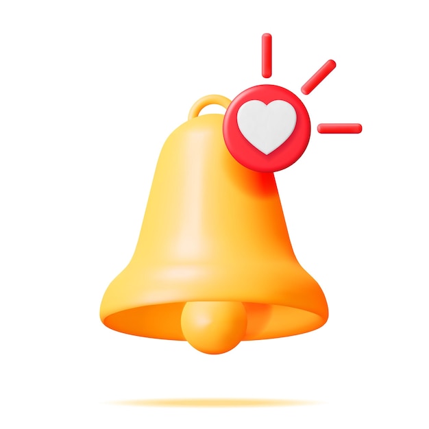 3D Notification Bell Icon Isolated