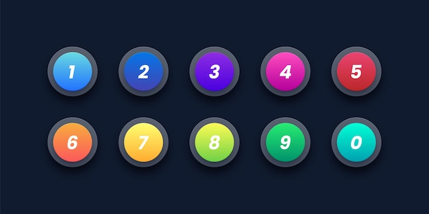 Vector 3d number bullet point icons