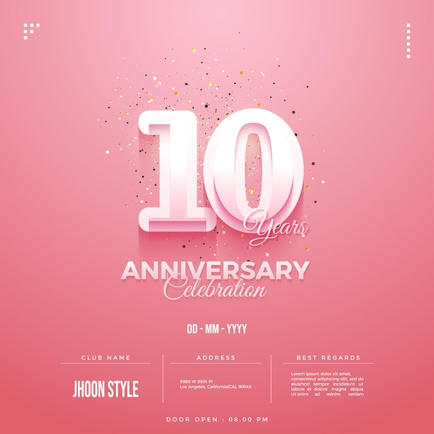 3d number on pink background in celebration of the 10th anniversary