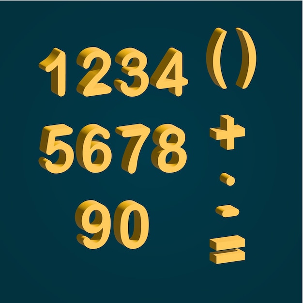 3d number set icon