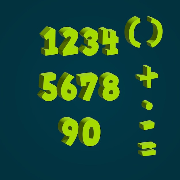 Vector 3d number set icon