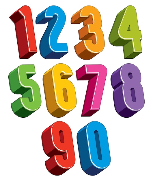 Vector 3d numbers set made with round shapes, colorful numerals for advertising and web design.