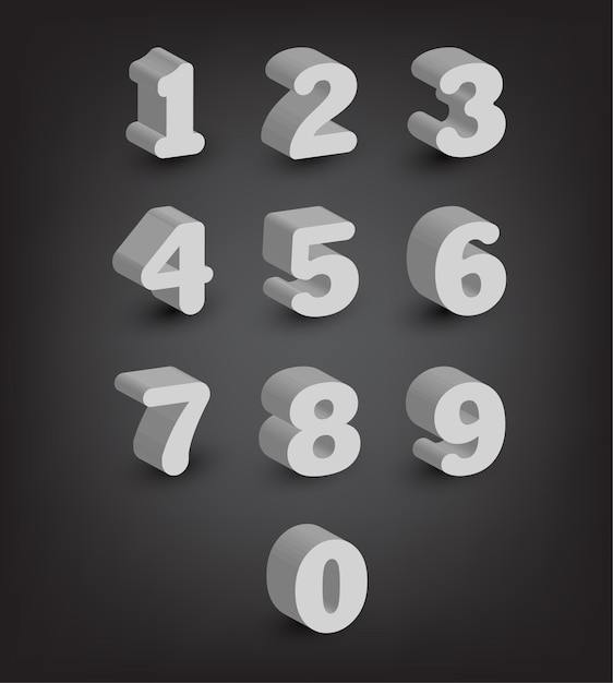 Vector 3d numbers set style sign