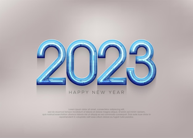 3D-nummer 2023 gelukkig nieuwjaar in blauw