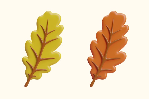 3D дубовые листья передний вид Осенний декоративный природный материал