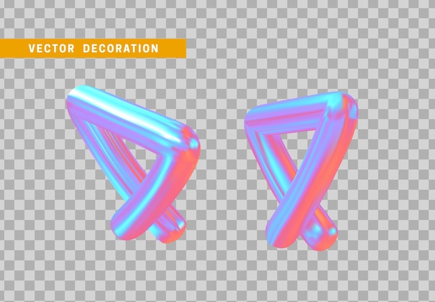 Vector 3d objects geometric shape isolated with colorful hologram chameleon color gradient. vector illustration