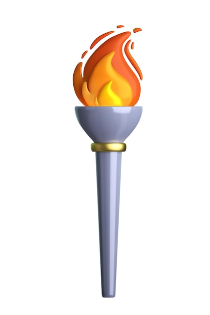 3D olympic torch with burning fire Vector illustration