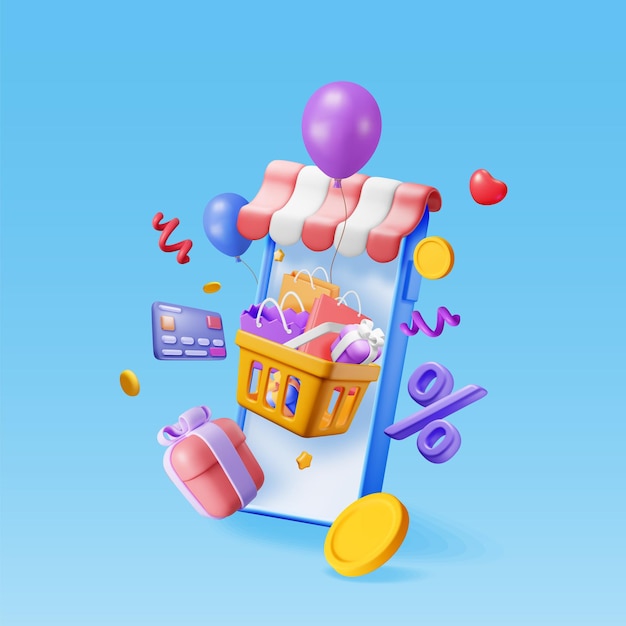 3D Online Shopping Concept