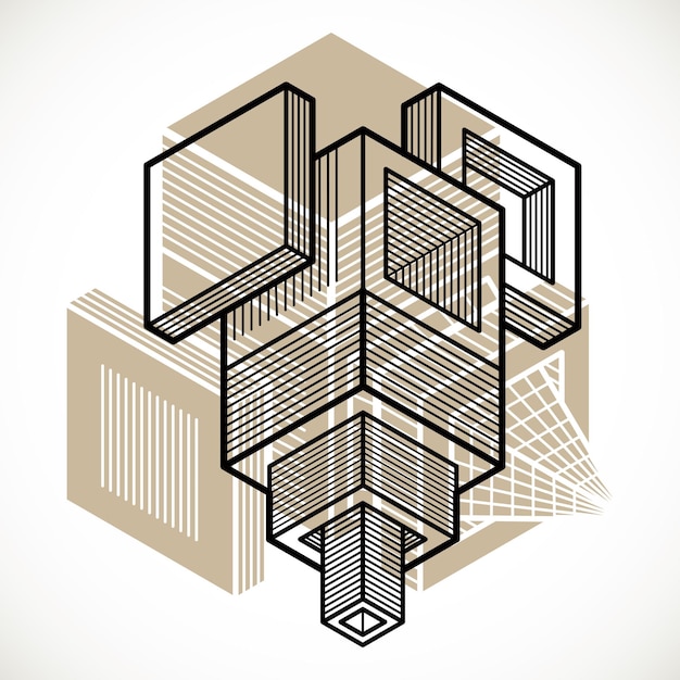 3d-ontwerp, abstracte vector dimensionale kubusvorm.