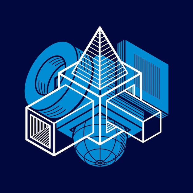 3D-ontwerp, abstracte vector dimensionale kubusvorm.