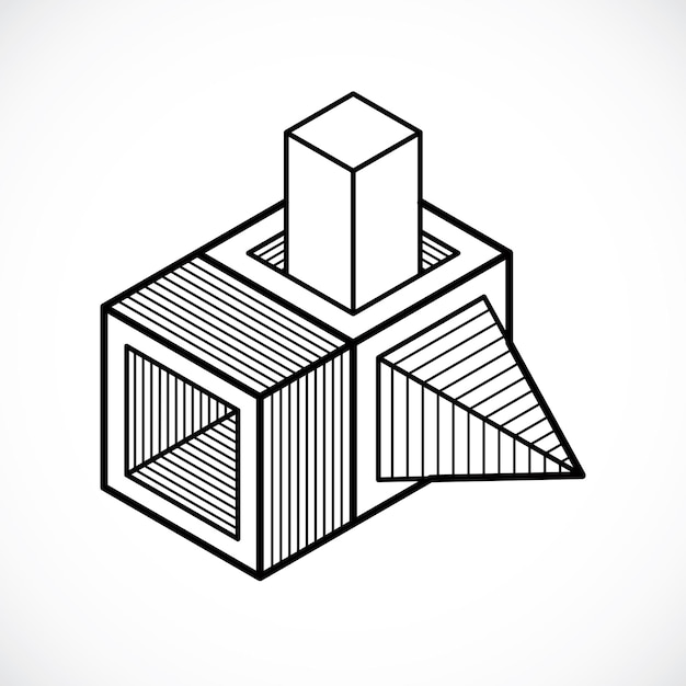 3D-ontwerp, abstracte vector kubusvorm.