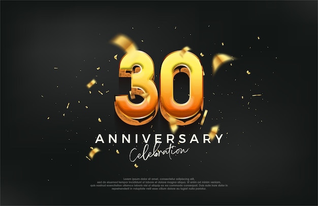 3D-ontwerp voor 30-jarig jubileum met een sterk en gedurfd ontwerp Premium vector achtergrond voor begroeting en viering