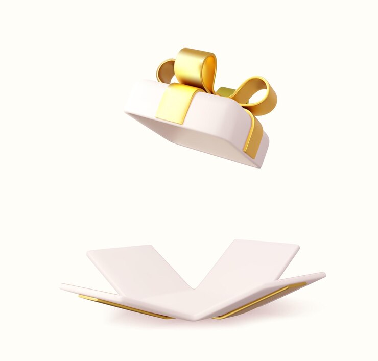 Vector 3d open gift box icon isolated on white background square gift surprise decor for birthday christmas and new year 3d rendering vector illustration