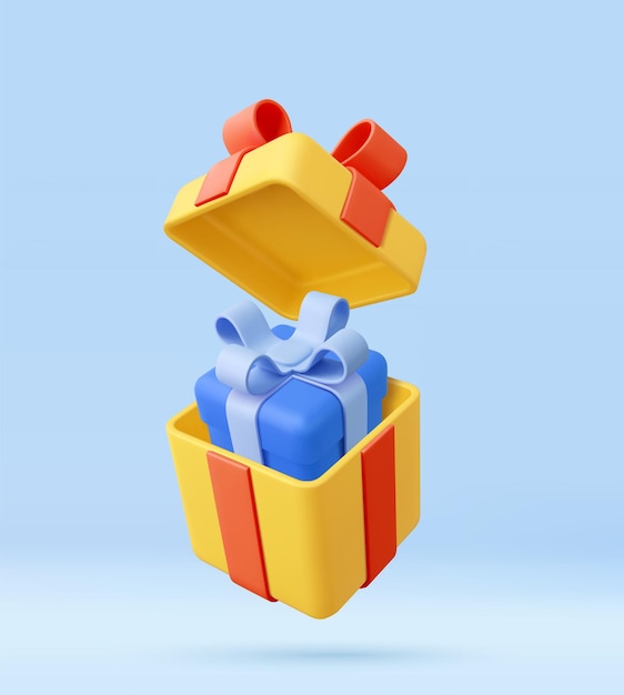 3d open gift box surprise