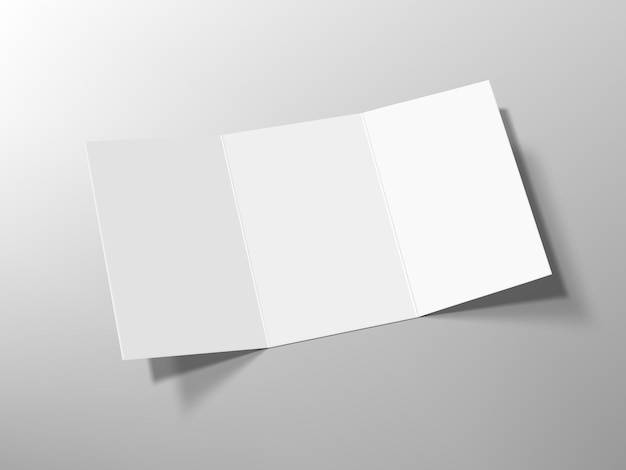 3D Open Trifold Paper Booklet With Shadow