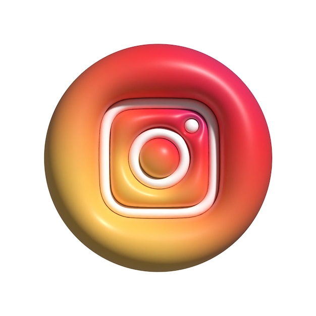 Vector 3d opgeblazen instagram pictogram logo geïsoleerd