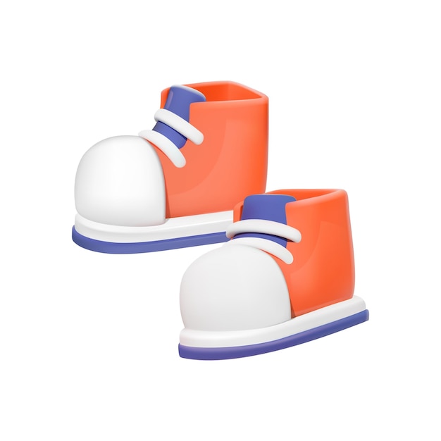 Vector 3d orange and white sneakers illustration