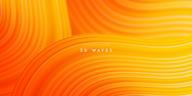3D oranje abstracte futuristische golvende achtergrond