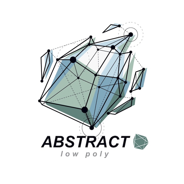 3D-origami abstract mesh-object, vector abstract ontwerpelement. Innovatie technologieën abstract logo.