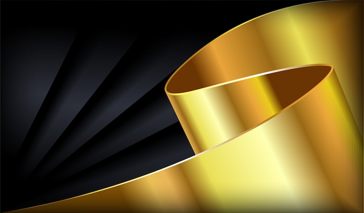 Vector 3d overlap background with gold lines.