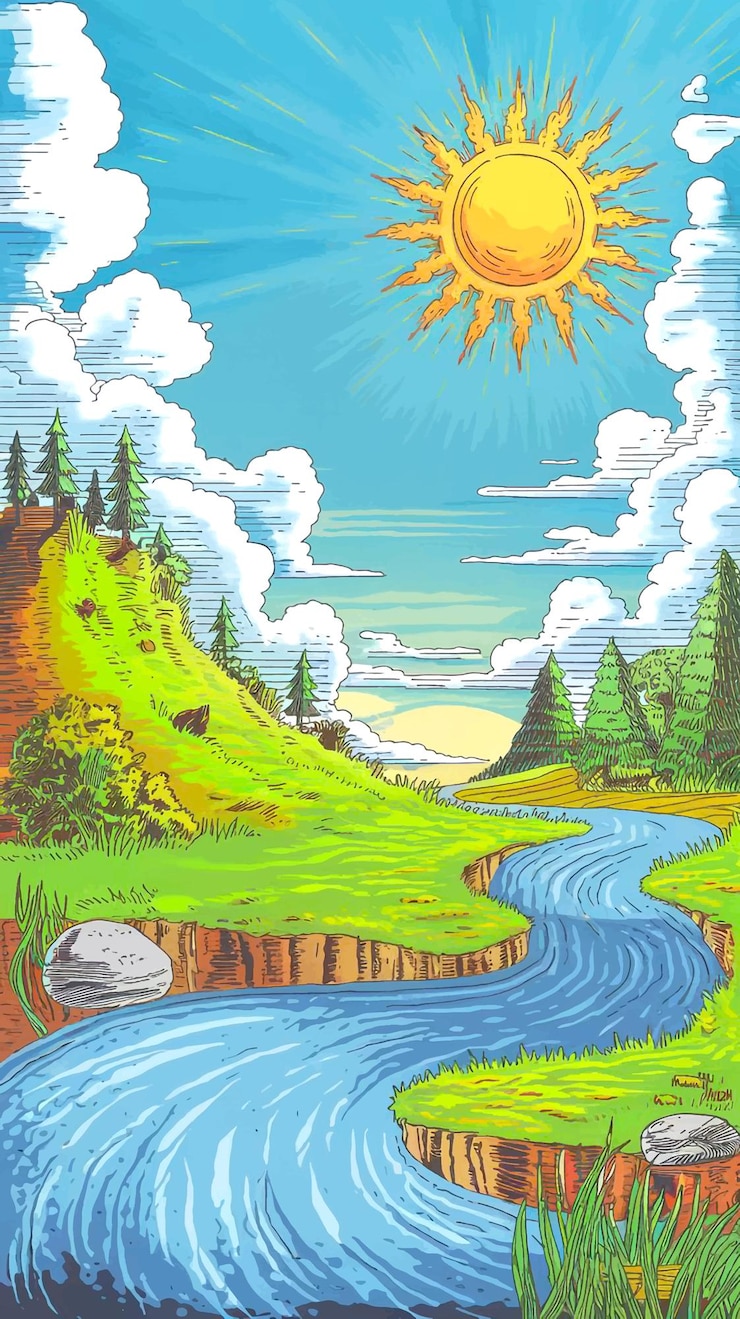 Vector 3d painting of a beautiful nature