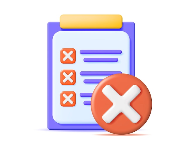 3d paper clipboard holder with wrong checklist