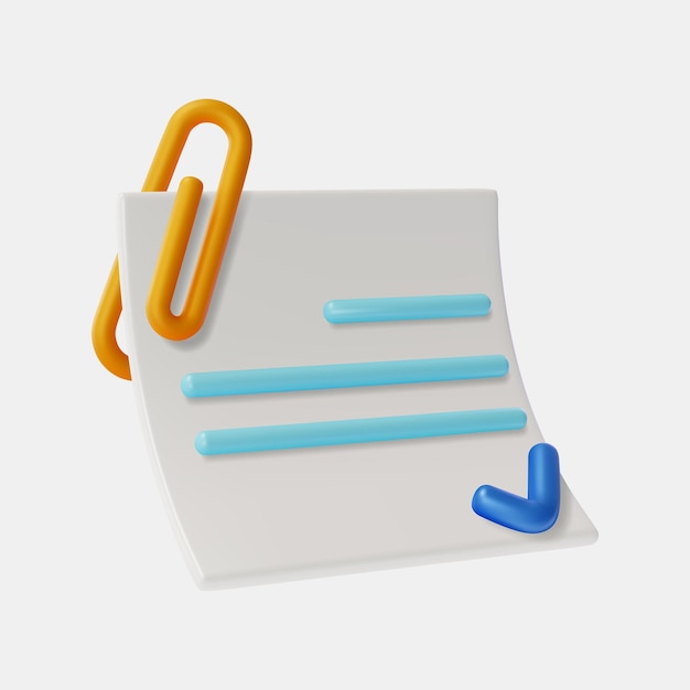3d Paper Sheet Letter and Clip Cartoon Style Vector