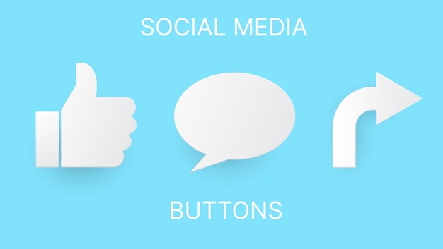 3d paper style of social media buttons icon design.vector illustration