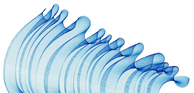 Vettore array di mesh di particelle 3d, flusso di onde sonore, tessuto di tulle trasparente sul vento. illustrazione dell'effetto vettoriale a punti rotondi. tessuto misto, carta da parati calmante e rilassante.