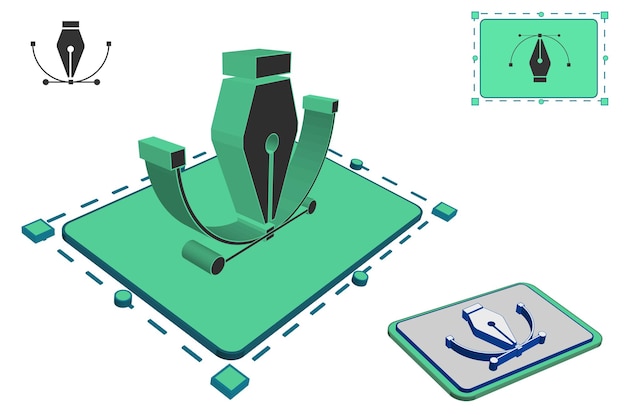 3D-pengereedschap en begrenzingsvak vectorillustratie