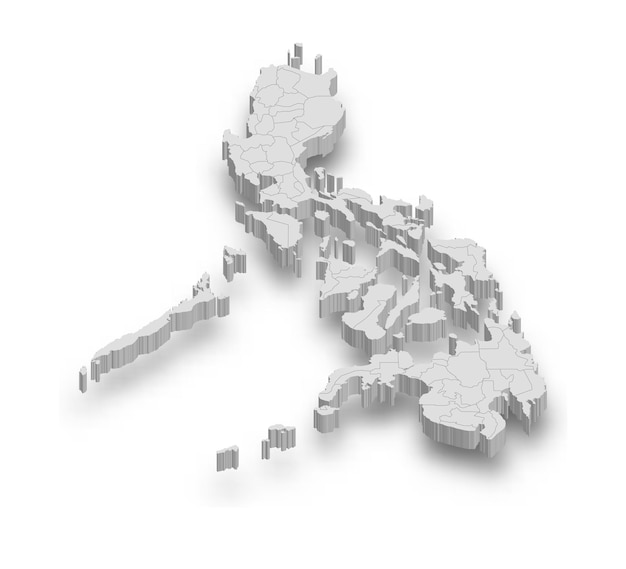 3d philippines white map with regions isolated