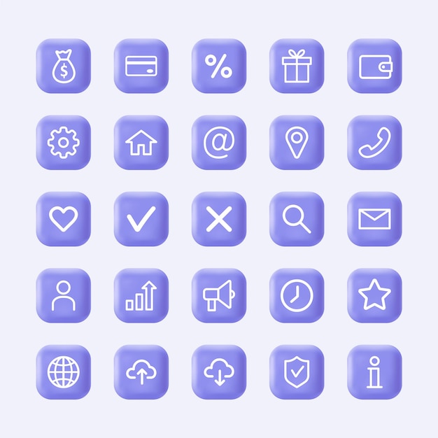 현실적인 보라색 버튼의 3d 전화 아이콘 수신 전화 수락 및 거부 현대적인 인포그래픽 로고 및 픽토그램 컬렉션 벡터 만화 그림