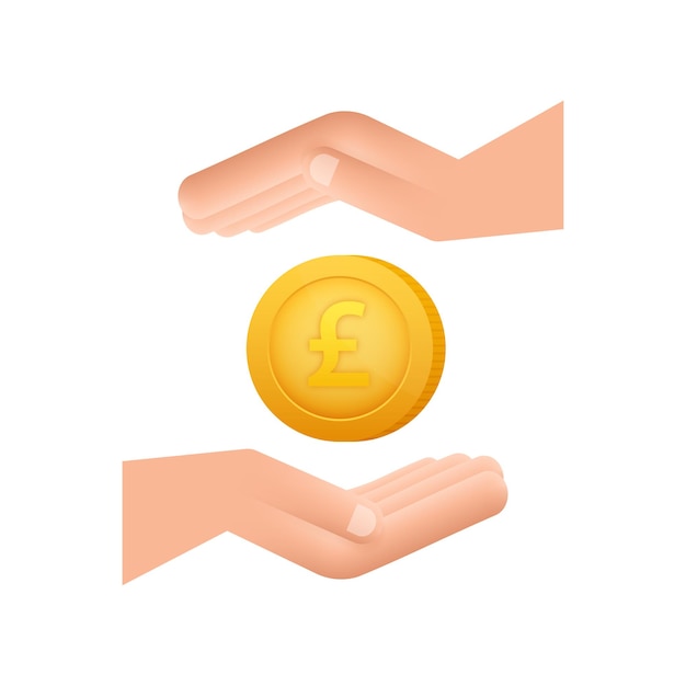 3d pictogram met gouden hand met liremuntstuk voor conceptontwerp eenvoudige vector financiële icon