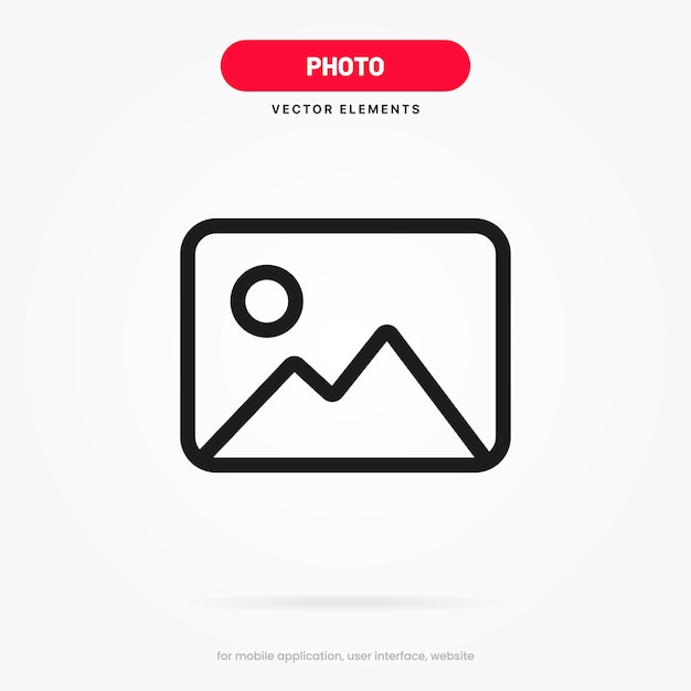線のスタイルの 3 d 画像のアイコンまたはロゴ。写真アイコンの例 UI UX ウェブサイト モバイル アプリのイメージ シンボル。