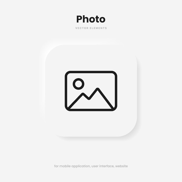 3d picture icon or logo in line style. Photo icon example Image symbol for UI UX website mobile app.